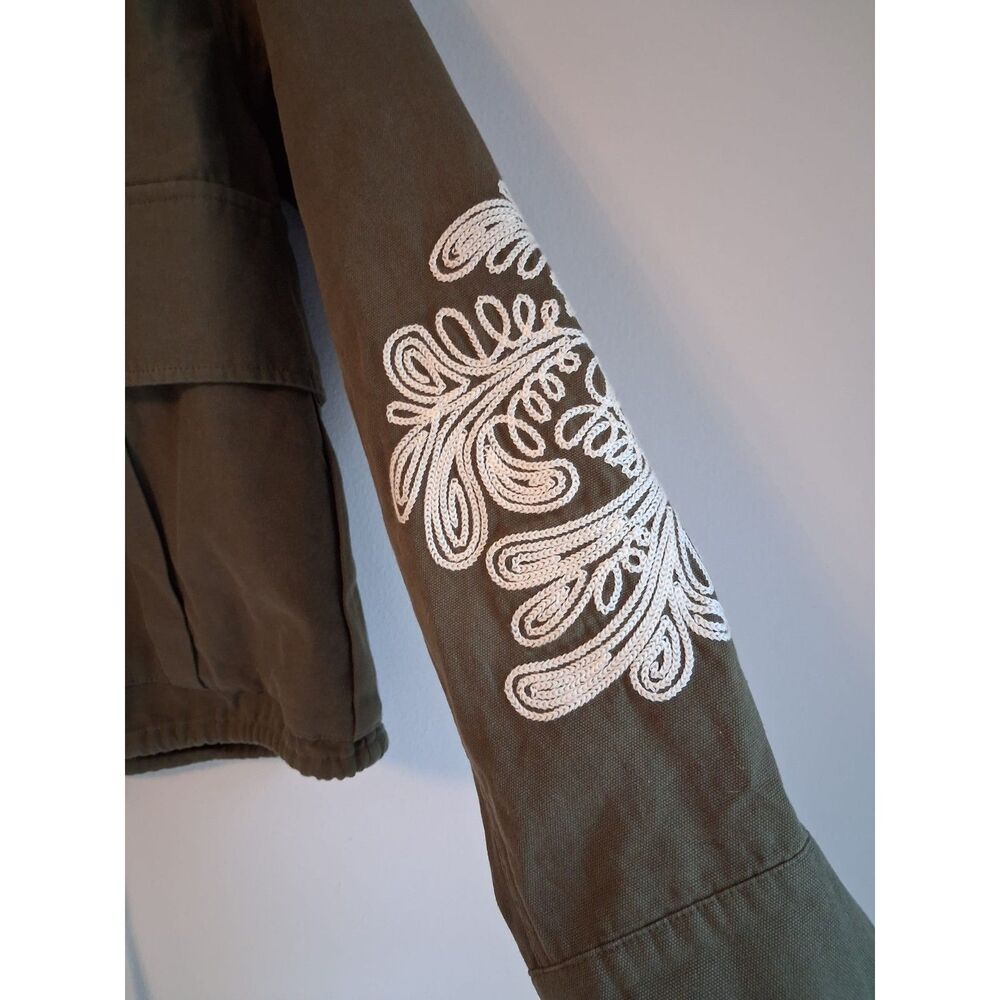 Anthropologie Dolan Embroidered Utility Jacket Green Oversized Small - Picture 5 of 11